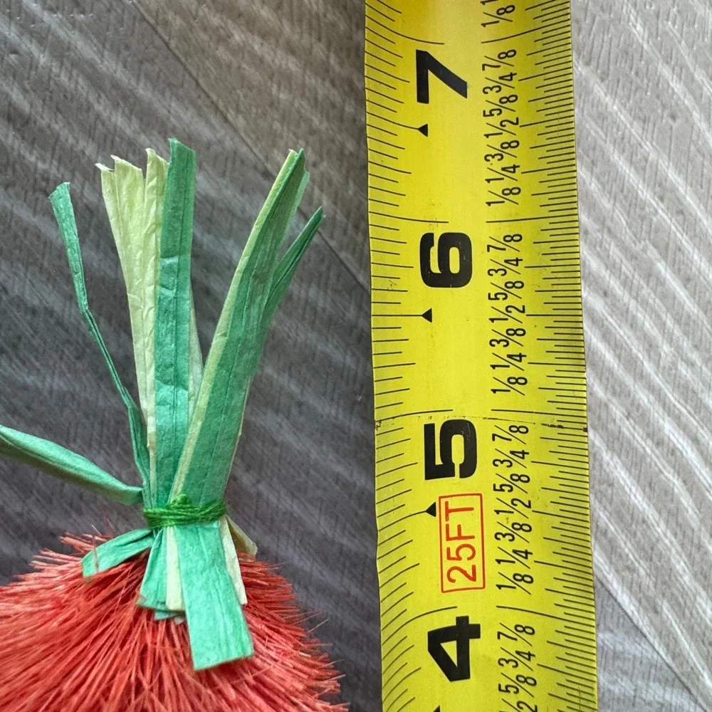 Set of 3 Sisal Bottle‎ Brush Carrots Easter Spring Decor on Wood Flower Bases